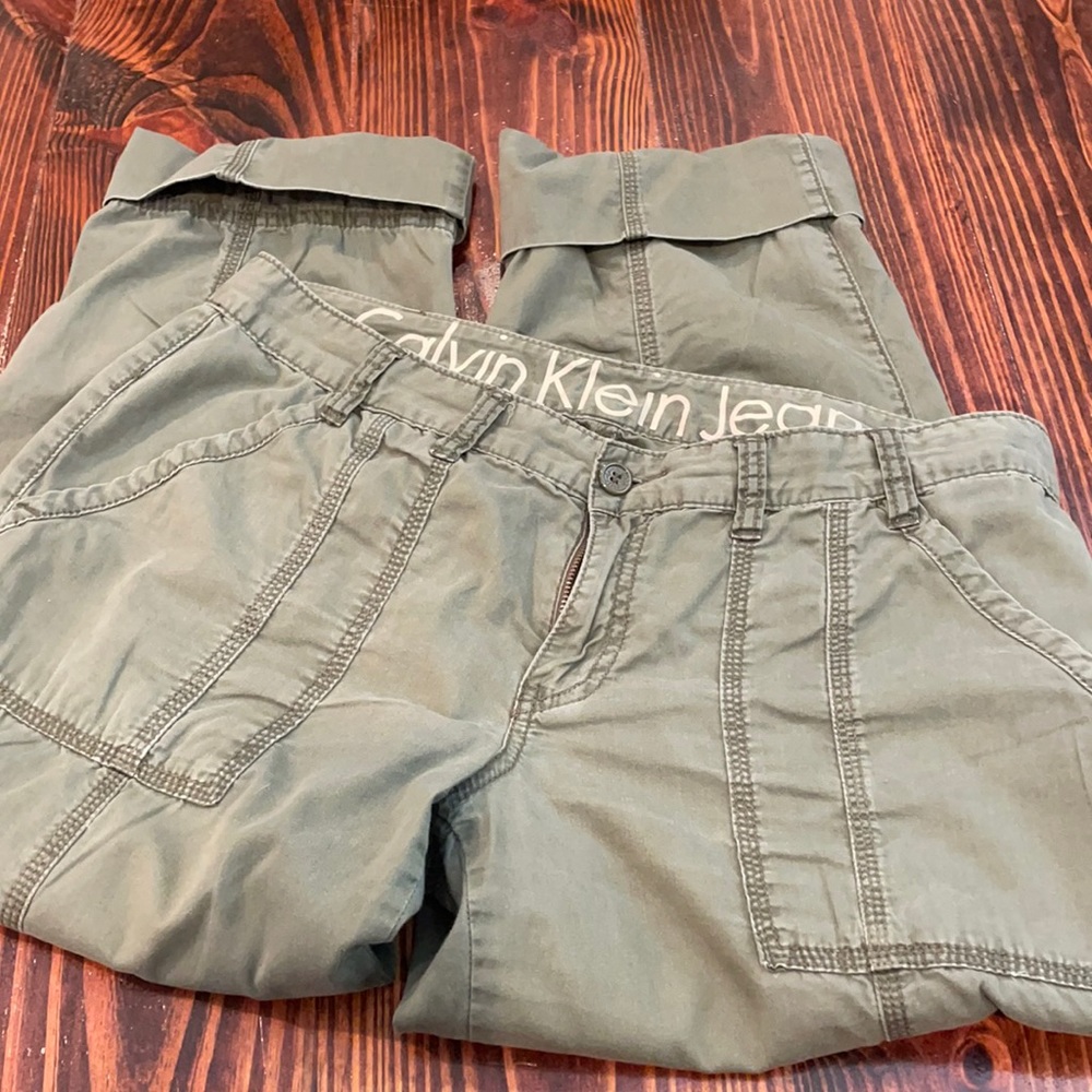 Calvin Klein Jean army green Capri pants wide leg